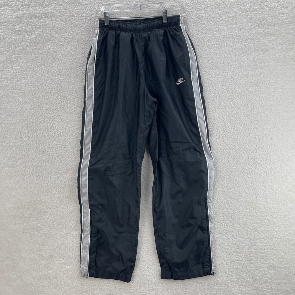 Vintage Nike Track Pants Mens M Gray Colorblock Ankle Zips Baggy Y2K Drill Sport